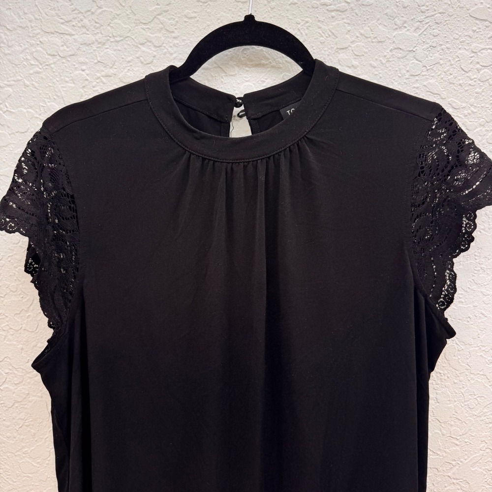 Torrid Black Lace Cap Sleeve Mock Neck Pleated Blouse Top Plus Size 1
